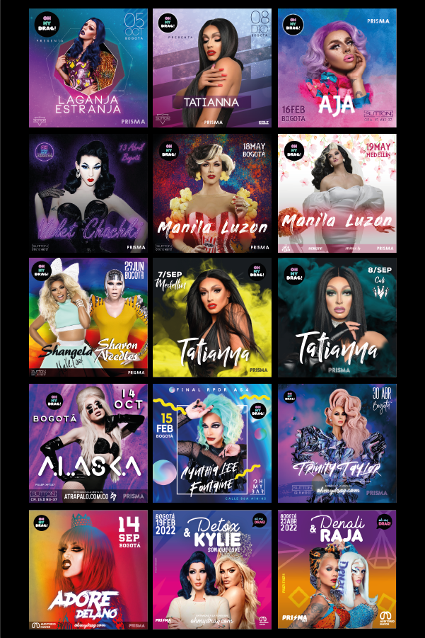 Flyers fiestas invitadas drag queen Rupaul’s Drag Race oh my drag
